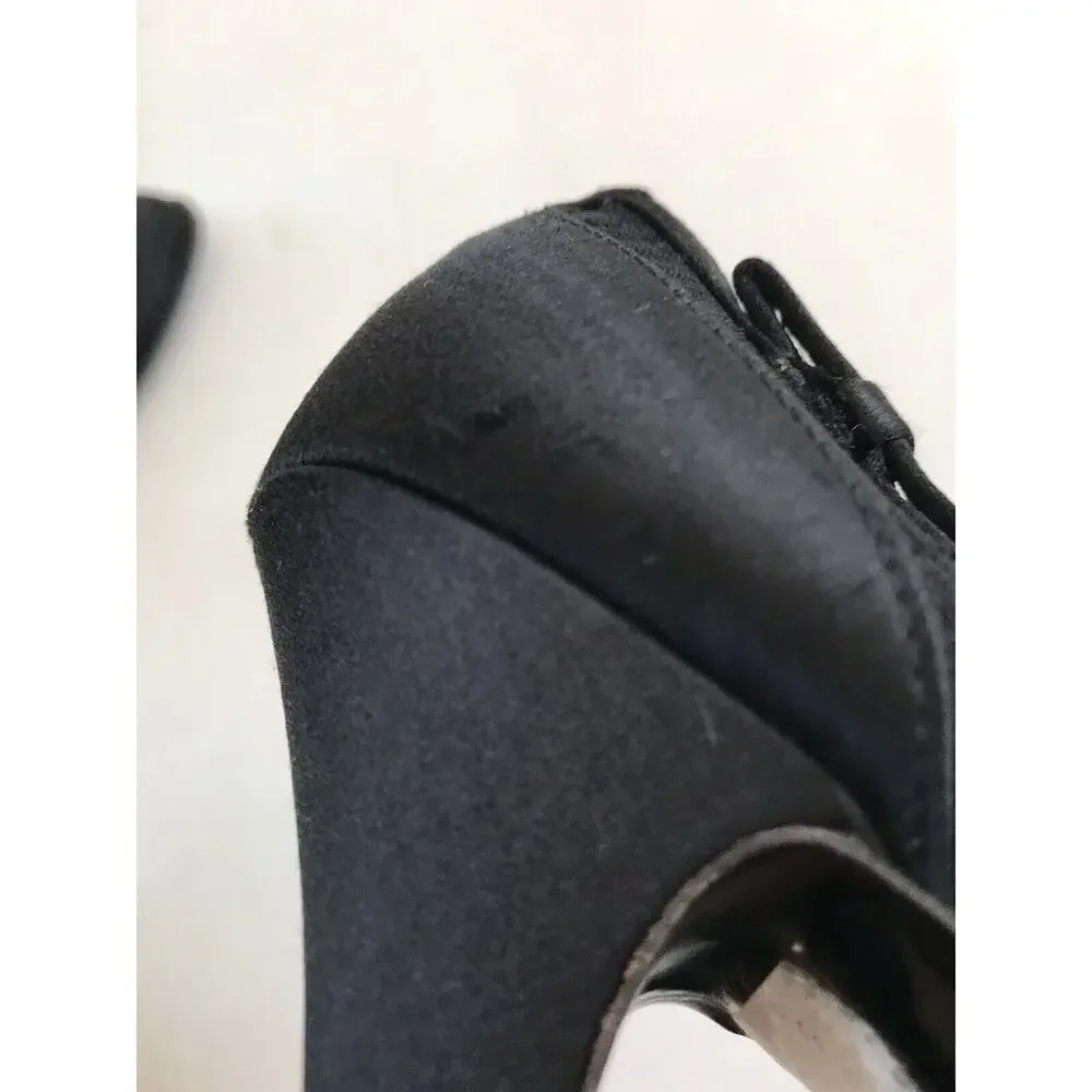 Philosophy di Alberta Ferretti Lace Satin Pumps Heels Black FLAWS